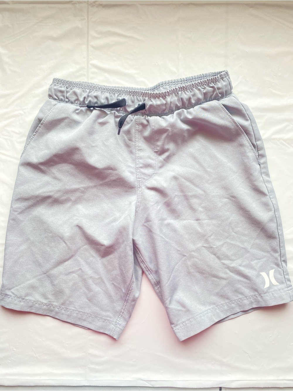 Hurley Boys One & Only Volley Hybrid Boardshorts Gray Elastic Waist 7 S